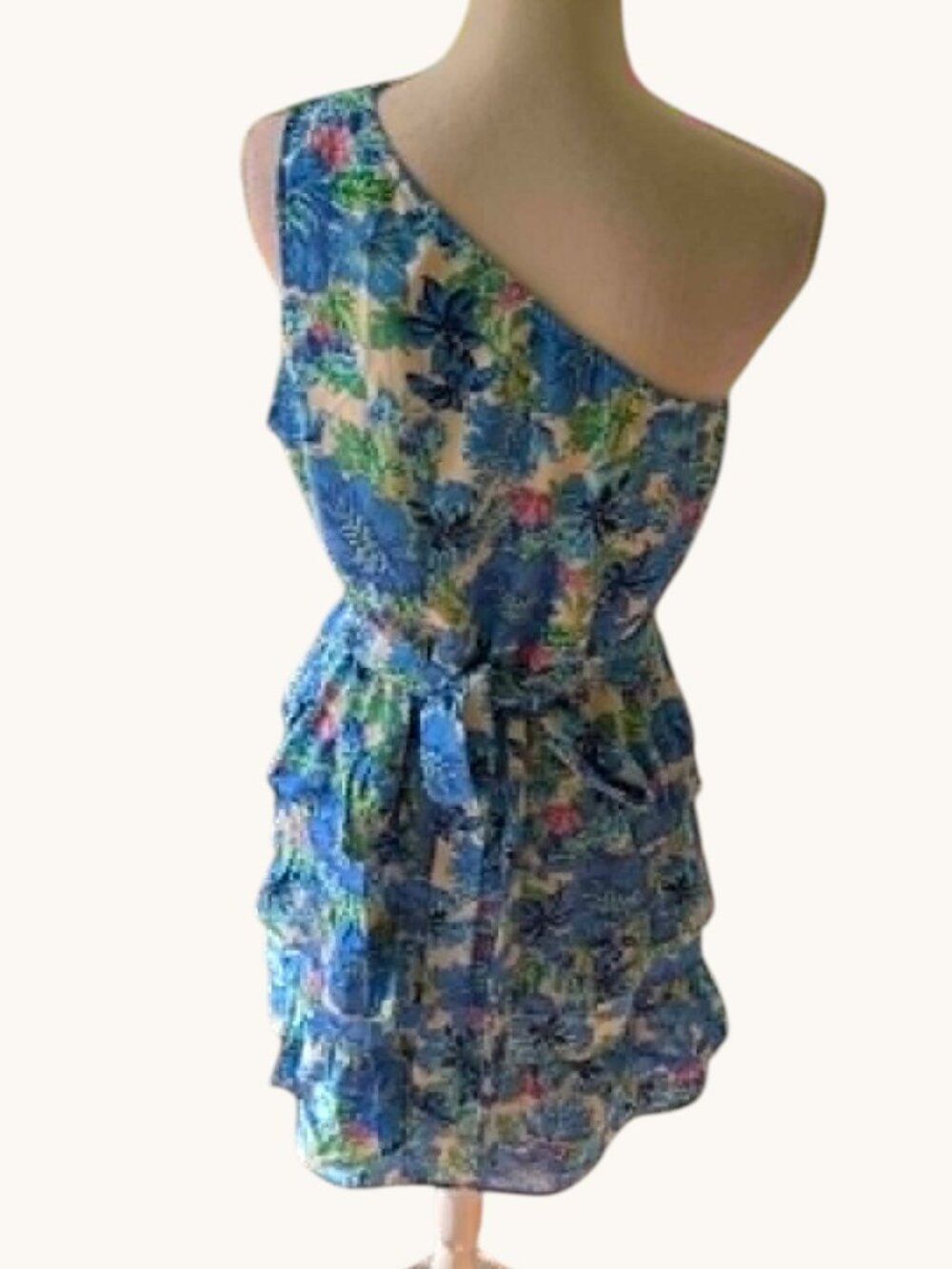 BTFBM Women One Shoulder Blue Floral Summer Dress - Picture 6 of 9